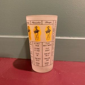 Vintage Glass with Mixed Drink Recipes Printed On It